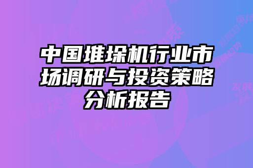 中國堆垛機行業(yè)市場調(diào)研與投資策略分析報告