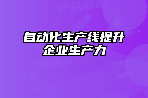 自動化生產(chǎn)線提升企業(yè)生產(chǎn)力