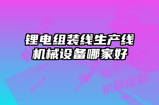 鋰電組裝線生產(chǎn)線機械設(shè)備哪家好