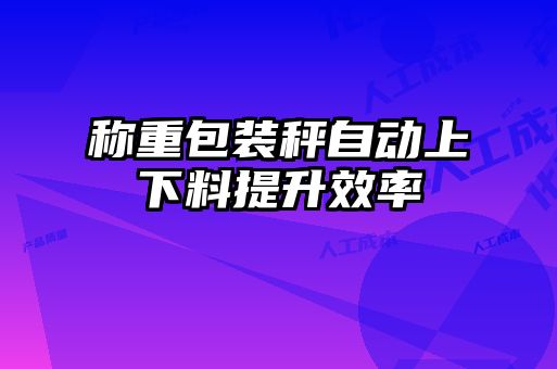 稱(chēng)重包裝秤自動(dòng)上下料提升效率