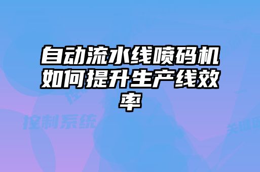 自動流水線噴碼機(jī)如何提升生產(chǎn)線效率