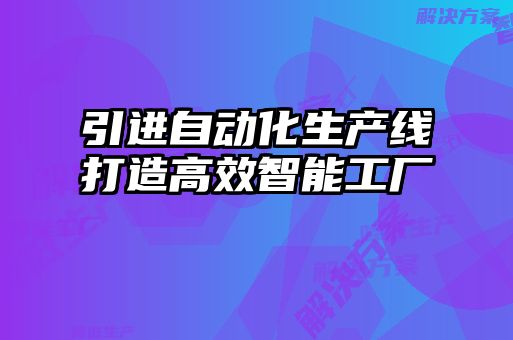 引進(jìn)自動化生產(chǎn)線打造高效智能工廠