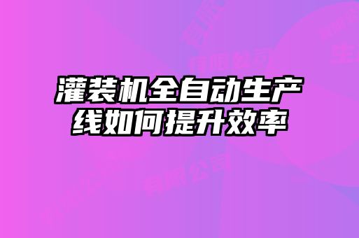 灌裝機(jī)全自動(dòng)生產(chǎn)線如何提升效率